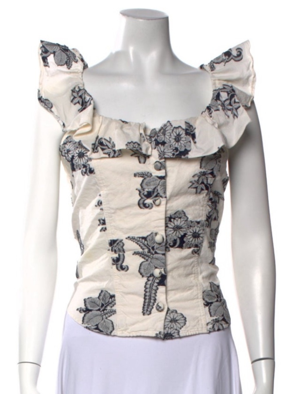 Sea New York Cream & Black Floral Top